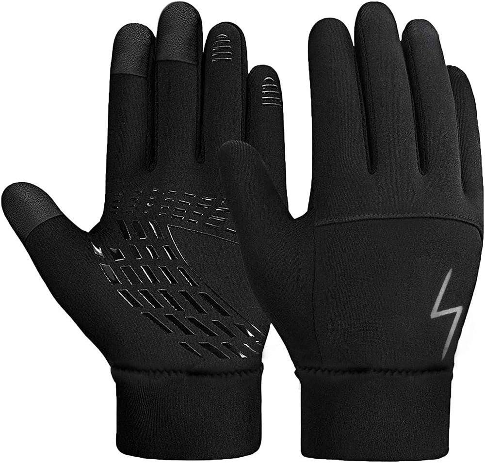 Kids Winter Gloves Back Water Repellent Touchscreen Warm Fleece Anti-slip for Boys Girls Teen 3-15 Years (Black)
