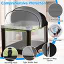 Pack N Play Tent Cover - Half-Blackout Mosquito Net for Crib & Playpen, Baby Bassinet Cover for Cats with 2-Way Zipper, Sun-Blocking Bug Net for Travel Crib (Black-Large)