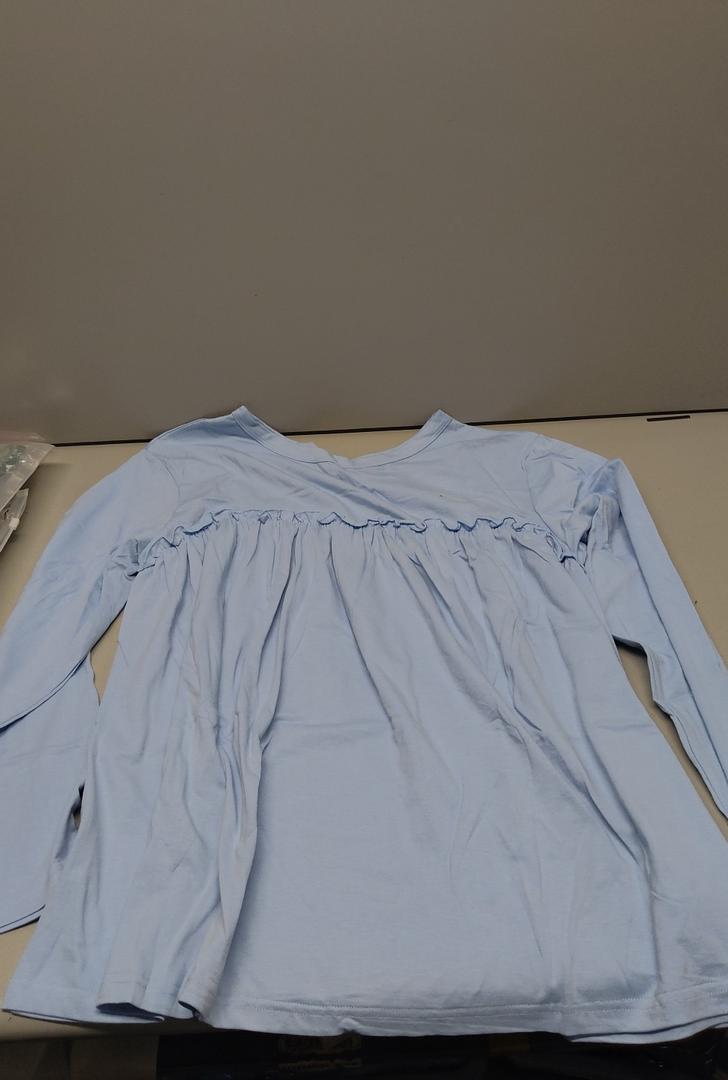 Cicy Bell Womens Babydoll Tunic Tops Pleated Long Sleeve Crew Neck Peplum Shirts Casual Loose Fit Flowy Blouse Sky Blue, X-Large