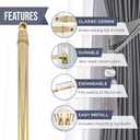 Amazing Drapery Hardware Swivel Sash Curtain Rods with Brass Finish, Set of 4 (Hardware Included) - Adjustable Length 21-38 Inches, Easy to Install Metal Rods for Doors, Windows, and Sidelights