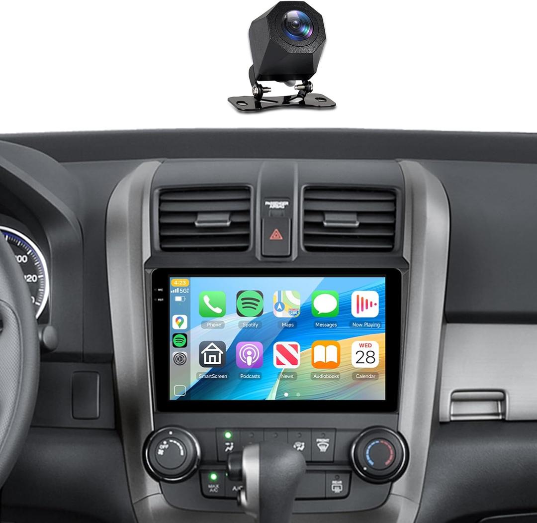 [2+64G] Car Stereo for Honda CRV 2007-2011 Wireless Carplay Android Auto,9" Touch Screen Radio, Android/GPS/WiFi/EQ DSP/UI/Bluetooth5.0/SWC/Backup Camera for Honda CRV Radio