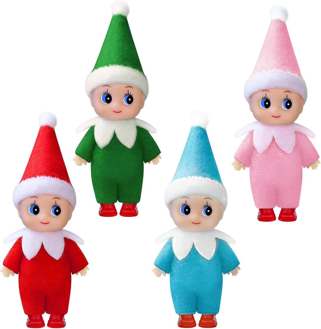Voiiake Christmas Tiny Elf Doll, Baby Mini Plush Elf Boy & Girl, Little Christmas Doll Decoration Accessories, Xmas Gift for Kids & Adults, Party Favors Supplies