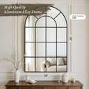 Anpark Arched Windowpane Wall Mirror 30"x40" Black Wall Mounted Art Pane Mirror Farmhouse Decorative Mirror Leaning Hanging Wall Mirror for Bedroom Living Room Entrance Hallway Wall Decor