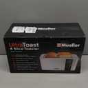 Mueller UltraToast Full Stainless Steel Toaster 4 Slice, Long Extra-Wide Slots for Bagels and Waffles, 6 Browning Levels, LED Display, Cancel/ Defrost/ Reheat Functions & Removable Tray, Kitchen Gadgets