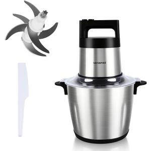 Vayepro 24 Cup Large Capacity Electric mixers, Electric Food Blenders with Stainless Steel Bowl, 2 Speed, 4 Bi-Level Bladesand Spatula, 6L 800W Food Processors for Meat, Onion, Vegetables, Fruits