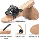 Ataiwee Women's Braided Flat Slide Sandals - Chic Summer Shoes with Round Toe and Cover Strap Detail, Easy Slip-On Design, Rubber Sole Strappy Sandals. (6, Black)