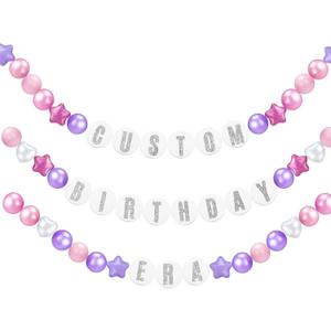 Simgoing 103 Pcs Giant Friendship Bracelet Garland DIY Birthday Jumbo Friendship Bracelet Banner Kit Famous Singer Customizable Party Wedding Decor(Blue)