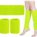 SATINIOR 80s Leg Warmer Workout Set Women 90s Costume Headband Wristbands Knit Outfit Yoga Sport Running