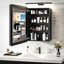 Medicine Cabinet with Mirror, 20x30 Inch Aluminum Bathroom Cabinet with Adjustable Shelves, Built-in Makeup Storage, Recessed or Surface Mount, Soft Close Hinges, Matte Black