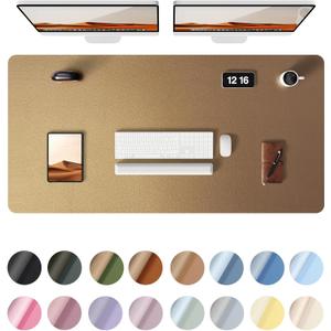 YSAGi Leather Desk Pad Protector, Office Desk Mat, Large Mouse Pad, Non-Slip PU Leather Desk Blotter, Laptop Desk Pad, Waterproof Desk Writing Pad for Office and Home (Bronze, 47.2" x 23.6")