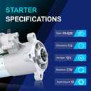 Ford Starter Replacement New for 99-13 Expedition F-150 F-250 F-350 F-450 F-550 Super-Duty, 99-13 Lincoln Navigator, 00-05 Excursion, 05-10 Mustang, V8 V10 4.6 5.0 5.4 6.2 6.8L, 6646N
