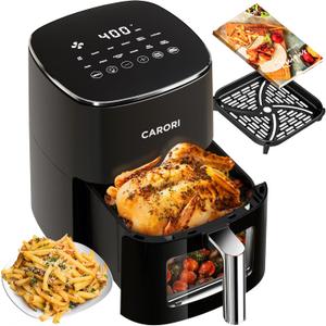 Air Fryer 12 Preset with Viewing Window, 6Qt Large Capacity, 400 Max Crisp, Airfryer, Bake, Roast, Dehydrate, Reheat, 1700W Quick Even Easy Meals, Nonstick Dishwasher Safe Basket, 6 Quarts