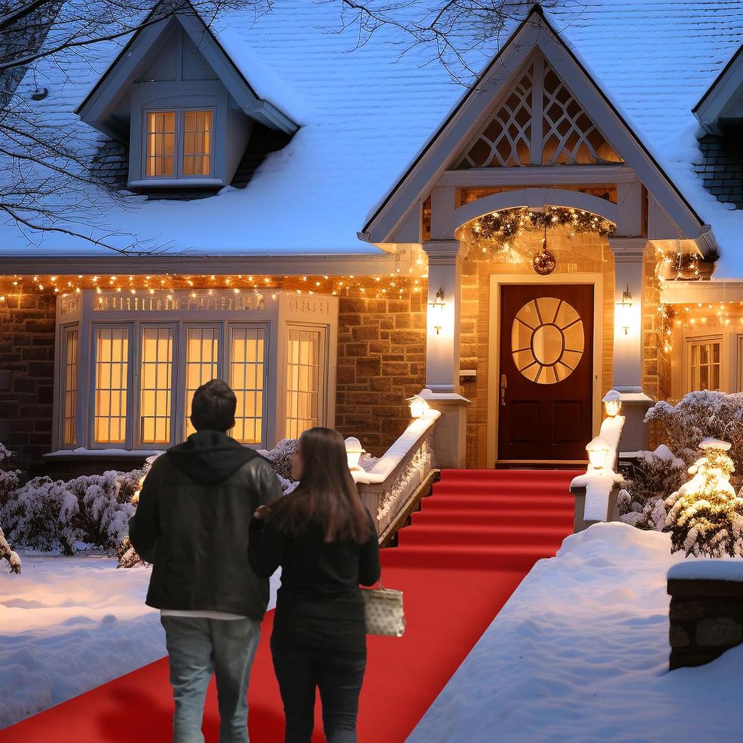 Red Carpet Runner for Party,140GSM 2.6FTx15FT Carpet Party Decorations Runway Rug for Prom Felt Non-Woven Fabric, Runner Rug for Wedding Ceremony Hollywood Theme Party