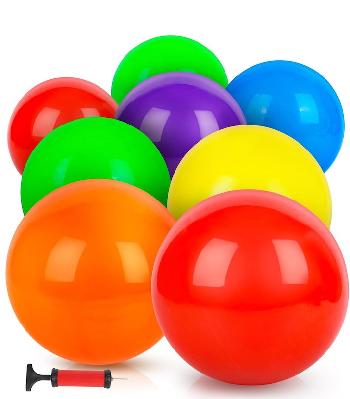 AMOR PRESENT 8PCS Inflatable Playground Balls, 8.5Inch Bouncing Sensory Balls with Hand Air Pump, for Kids Birthday Parties