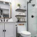 QEEIG Floating Shelves for Wall Bathroom Shelf Bedroom Kitchen Living Room Hanging Book Shelves Small Farmhouse Decor 16 inch Set of 3, Grey (015-GY3)