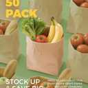 Brown Paper Bags50 Count Heavy Duty Large Kraft Paper Grocery Bags 12x7x17 Inch for Shopping, Storage, Takeout, Retail, Bulk Pack