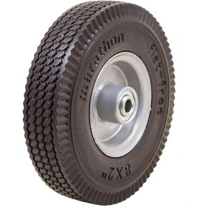 Marathon 33102 8x2" Flat Free, Hand Truck / All Purpose Utility Tire on Wheel, 2.375" Centered Hub, 1/2" Bearings