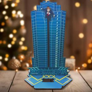 2025 Advent Calendar, Wooden Diehard Advent Calendar Dropped Nakatomi Plaza Tabletop Christmas Countdown Calendar Ornament for Kids Adults Home Decoration (Blue-A)