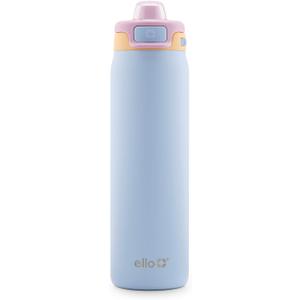 Ello Pop & Fill 22oz Stainless Steel Water Bottle with Quick Fill Technology, Double Walled and Vacuum Insulated Metal, Leak Proof Locking Lid, Sip and Chug, Reusable, BPA Free, Coastal Sunrise