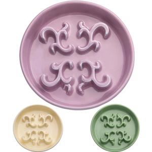 Slow Feeder Dog Bowl, 0.6 Cups Ceramic Dog Food Dish for Fast Eaters Small Breed, Puzzle Bowl for Small Dogs and Cats, Dark Purple