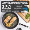 Viking Hybrid Plus 3-Ply Ceramic Nonstick Frying Pan, Made without PFAS, 10-Inch Induction Cookware, Metal Utensil Safe, Oven Safe to 500F
