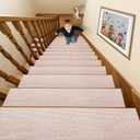18 Pack Non-Slip Stair Treads for Wooden Steps Indoor, 8" X 30" Peel and Stick Carpet Stair Treads for Wooden Steps, Reusable Self-Adhesive Stair Runners for Wooden Steps for Kids, Elders & Pets