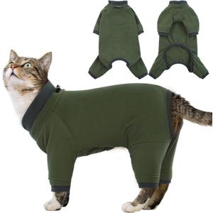 Sticky Cat Clothes Stretchy, Sphynx Hairless Sweater & Pajamas for Cats only, Soft Cat Onesie for Cats After Surgery Female Male & Hair Loss Prevention, Green XS