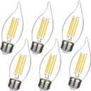BORT C35/CA11 Chandelier led Light Bulbs, Dimmable 4W Equivalent to 40W LED Candelabra Bulbs, 2700K Warm White, E26 Standard Base LED Bulbs, Flame Tip (C35-E26-6 Pack)