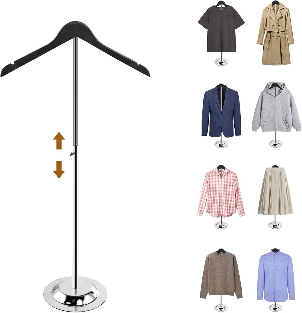 Adjustable Shirt Display Stand, 20-35 Inch Height Tshirt Display Stand for Vendors, Wooden T Shirt Mannequin Display forShirt, Jacket, Coat at Clothing Vendor Events, Trade Fair, Trade Show(Black) (1Pcs)