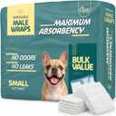Maximum Absorbency Male Dog Diapers - Leak-Proof Disposable Male Dog Wraps- FlashDry Gel Technology, Wetness Indicator Doggie Diapers- Belly Wraps for Incontinence & Training (50 Pack, Small)