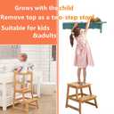 Kitchen Step Stool for Kids and Toddlers with Safety Rail, Kids Step Stool Standing Tower Learning Stool for Bathroom& Kitchen, 

18"D x 18"W x 34.8"H
