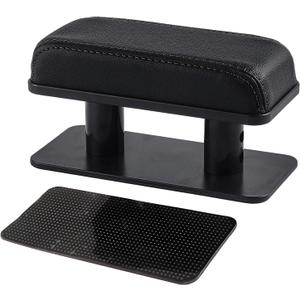 Car Armrest Pad, Adjustable Height Left Elbow Support Anti-Fatigue Car Door Arm Rest Cushion, Leather Central and Side Booster Pad Relieve Driver's Arm Fatigue, Car Accessories (Black)