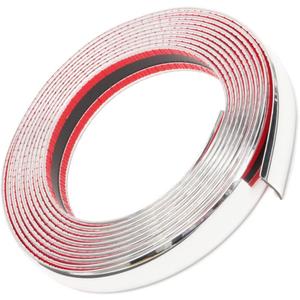 25mm x 5metre (1inchx16feet) Weight:2 lb Car Chrome Moulding Trim Strip Decoration Tape Sticky - Bumper Door Guard Protection