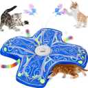 Interactive Cat Toys for Indoor Cats,[Newly Upgraded] Rechargeable Touch Activated Hide and Seek Kitten Toys for Bored Indoor Adult Cats with Fluttering (Blue)