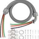 4FT Liquid-Tight Conduit Kit, 1/2" Pre-Wired Electrical Whip with 310AWG THHN Copper Wires, Bare Wire Ends, 90 & Straight Connectors, Outdoor HVAC A/C Wiring
