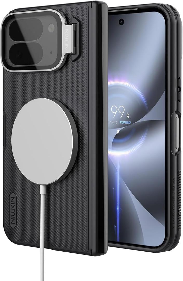 Nillkin for Pixel 10 Pro Fold Case with Kickstand & Camera Cover Protection |Compatible with Magsafe | Frosted Shield | Prop Stand Functionality |Black Color