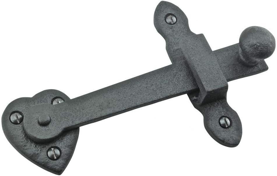 Renovators Supply Manufacturing Black Wrought Iron Heart Style Flip Gate Latch 4 in Antique Barn Fence Door Lock (Pack of 1)