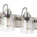 PRESDE 5 Light Bathroom Vanity Light Fixture Over Mirror Vintage Brushed Nickel Vanity Light for Bathroom with Bubble Glass Shades