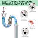 Snake Drain Hair Removal Tool (5 Pcs): 4 x 50-Inch Drain Hair Removers + 63-Inch Shower Drain Snake Blockage Removal Tool, Drain Brushes for Showers, Toilets, Bathroom Sinks and Bathtubs.