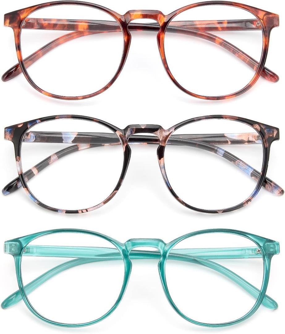IBOANN Iconic Blue Light Glasses for Woman - Computer Glasses up to 99% Blue Light Blocking - Anti Eyestrain & UV Glare (A2 Peacock Green&tanzanite Tortoise&amber Tortoise)
