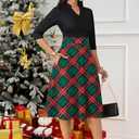 Nmoder Casual Dresses for Women Semi Formal Fit and Flare 3/4 Sleeve A-line Church Work Dress with Pockets (L)