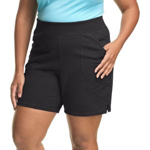 Hanes Women's Just My Size Cotton Jersey Shorts, Plus Size Pull-on Gym Shorts, 7 inches Inseam (2X, Black)