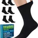 Doctor's Select Bamboo Viscose Diabetic Socks for Women & Men - 6 Pairs Non Binding Viscose Bamboo Socks for Swollen Feet (Large)