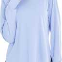 Womens Long Sleeve Shirts Workout Gym Top Activewear Running Hiking Athletic Exercise Shirt Rash Guard (Large, Blue)