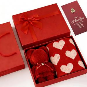 Valentine's Day Gift Set for Her Galentine's Day Hand Towels Absorbent Heart Jacquard Decorative Towels for Bathroom Kitchen Washing Face Home Love Heart Hand Towel Set (Hand Towel Gift Set)