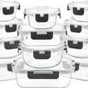 12 Pack Glass Food Storage Containers with Airtight Lids for Meal Prep, Leftover, BPA-Free, Leak-Proof, Freezer to Microwave Safe (12 Lids & 12 Containers) (Mixed Sizes,Round&Rectangular -12 Pack,Grey Set)
