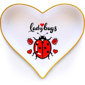 Ladybugs Ring Holder Dish Tray, Gifts For Women Teens Girls Kids, Ladybugs Lovers Themed Stuff Accessories Things Decor Merch, Home Room Ring Earrings Necklace Organizer Holder!