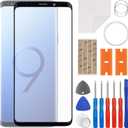 Front Screen Glass Outer Panel Lens Replacement +OCA Compatible with Samsung Galaxy S9+ S9 Plus SM-G965 (No LCD Screen and Touch Digitizer) with Repair Kit
