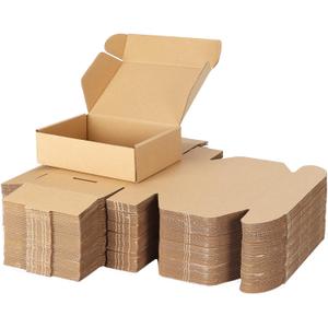 PHAREGE 7x5x2 inch Shipping Boxes Bulk 50 Pack Brown, Tab Lock Tuck Top Mailer Boxes for Packaging Small Business, Small Cardboard Gift Boxes for Wrapping Mailing Present