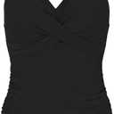 Women's One Piece Swimsuits Ruched Slimming Bathing Suits for Women V Neck Criss Cross Ruched Push Up Slimming Swimwear Black (Black, L)